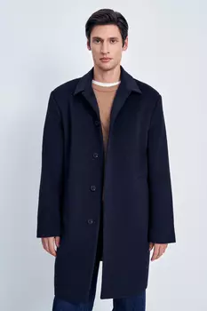 Пальто прямого кроя из шерсти и шелка