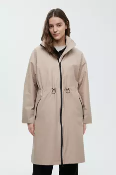 Плащ со съемным капюшоном и поясом на кулиске