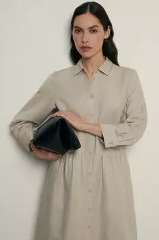 Платье А-силуэта с добавлением льна