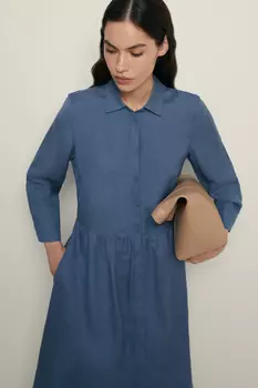 Платье А-силуэта с добавлением льна