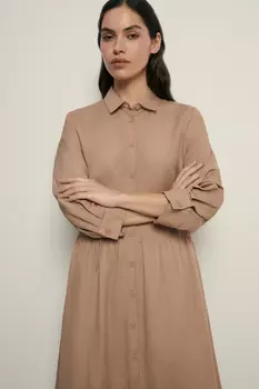 Платье А-силуэта с добавлением льна