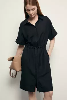 Платье А-силуэта с поясом на кулиске