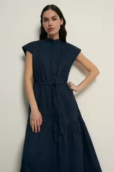 Платье из хлопка с воланом и акцентной талией