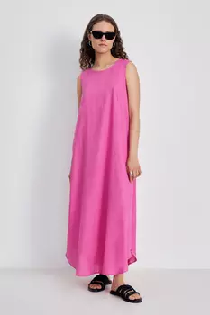 Платье миди с округлым вырезом