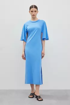 Платье с акцентными рукавами из хлопка