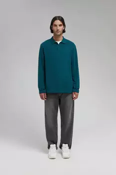 Поло из хлопка пике с длинным рукавом