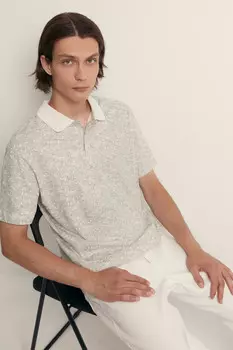 Поло из хлопка с цветочным принтом