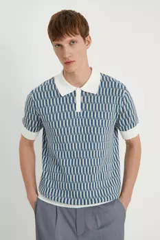 Поло из хлопка с принтом