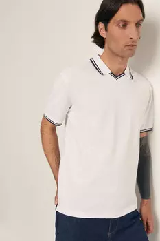 Поло из трикотажа пике с контрастной отделкой