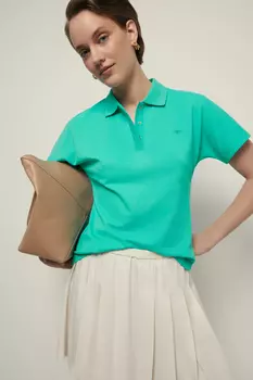 Поло приталенного силуэта с вышивкой