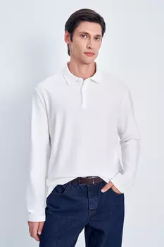Поло с длинным рукавом из хлопка