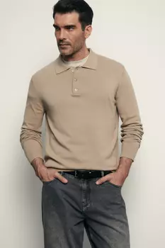 Поло с длинным рукавом из хлопка