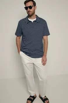 Поло свободного силуэта в полоску