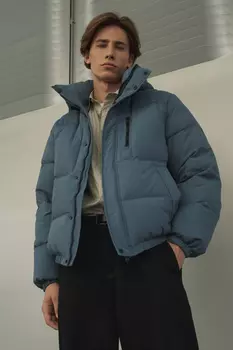 Пуховик с воротником-стойкой