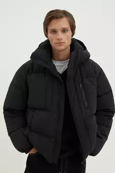 Пуховик с воротником-стойкой