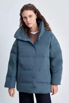 Пуховик с воротником-стойкой