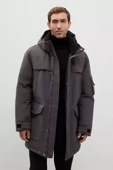 Пуховое пальто с контрастной отделкой