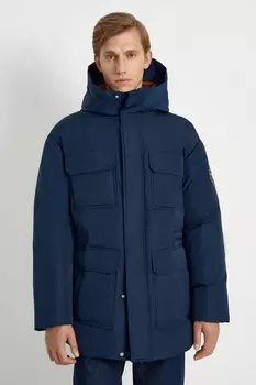 Пуховое пальто с накладными карманами