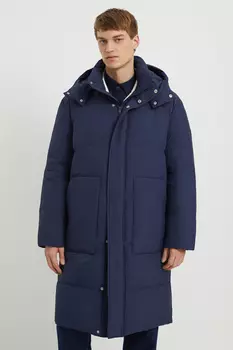 Пуховое пальто с воротником-стойкой