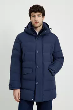 Пуховое полупальто из водонепроницаемой ткани