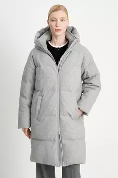 Пуховое полупальто из ворсистой ткани с добавлением шерсти