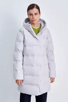 Пуховое полупальто с капюшоном