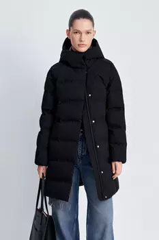 Пуховое полупальто с капюшоном