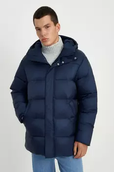 Пуховое полупальто с воротником-стойкой