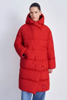 Пуховое стеганое пальто с капюшоном