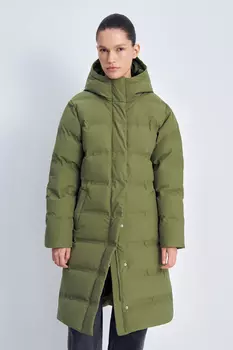 Пуховое стеганое пальто с капюшоном