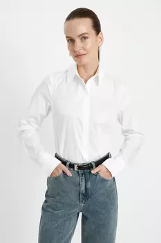 Рубашка из хлопка полуприлегающего силуэта