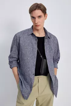 Рубашка из льна с длинным рукавом