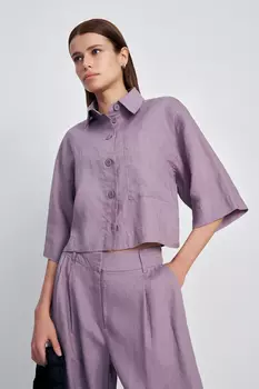 Рубашка изо льна с коротким рукавом