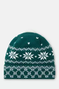 Шапка с жаккардовым узором и помпоном