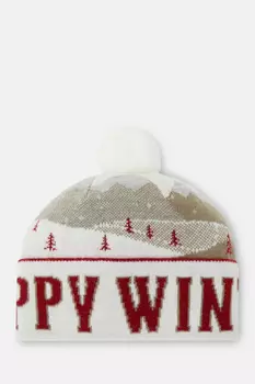 Шапка с жаккардовым узором и помпоном