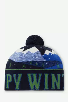 Шапка с жаккардовым узором и помпоном