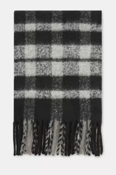 Шарф с добавлением шерсти в клетку