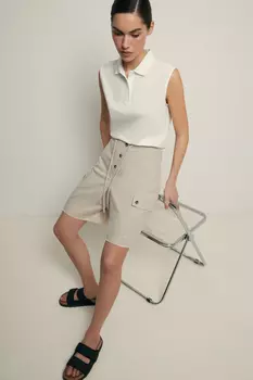 Шорты из тенселя с накладными карманами