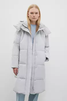 Стеганое утепленное пальто с капюшоном