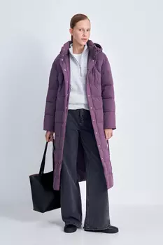 Стеганое утепленное пальто с капюшоном