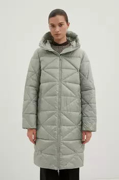 Стеганое утепленное пальто с капюшоном