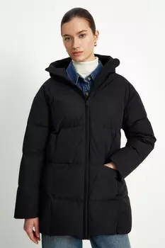 Стеганый пуховик с капюшоном