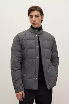 Стеганый пуховик с воротником-стойкой