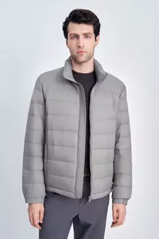 Стеганый пуховик с воротником-стойкой