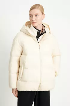 Удлиненный пуховик с капюшоном