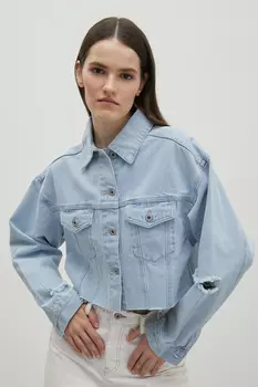 Укороченная джинсовая куртка-рубашка