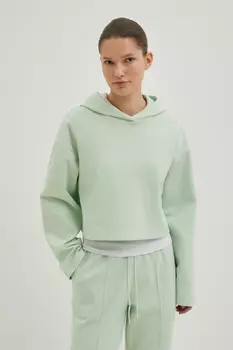 Укороченное худи из хлопка широкого силуэта