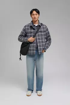 Утепленная куртка-рубашка в клетку