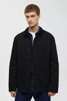 Утепленная куртка с вельветовым воротником