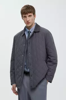 Утепленная стеганая куртка с отложным воротником